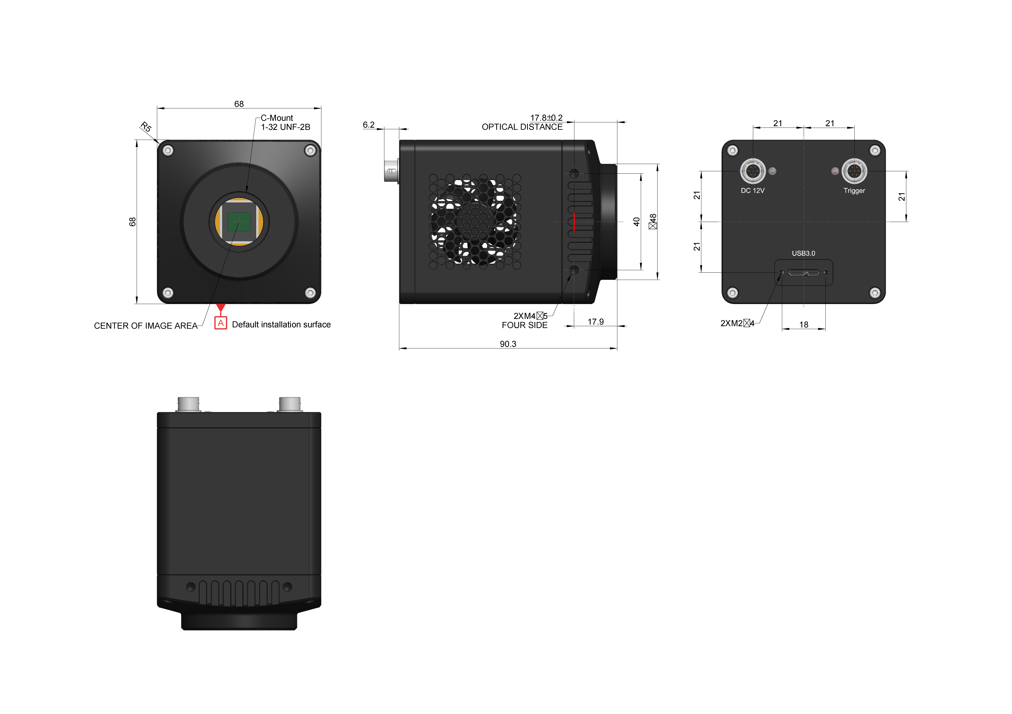 USB3 制冷尺寸(68×68×90.3 mm)